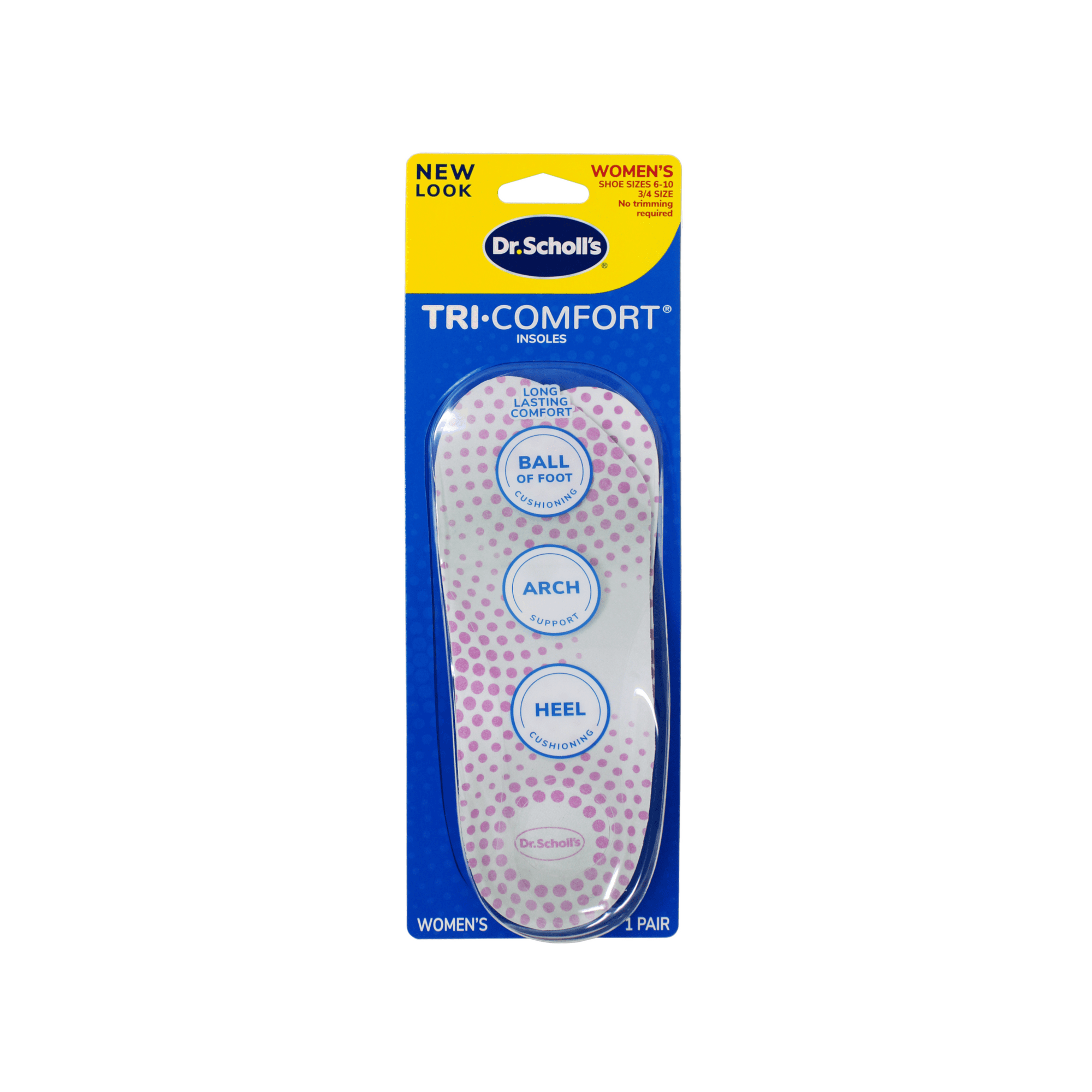 Dr. Scholl's Tri-Comfort Insoles for Women – Targeted Support for Heel, Arch & Ball of Foot – Sizes 6-10 - 2 Pack