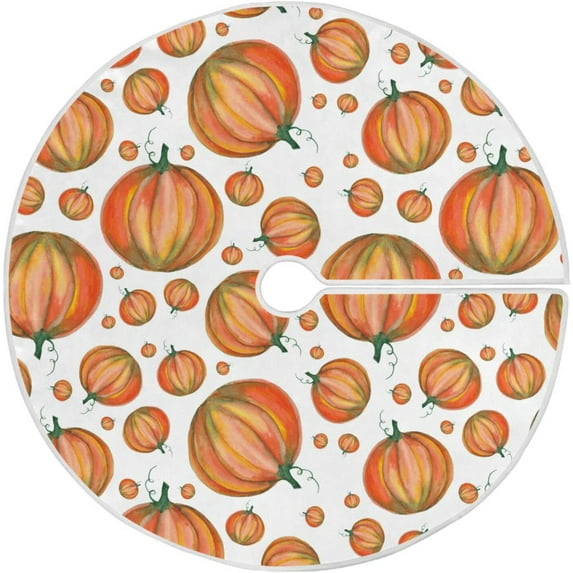 FMSHPON Harvest Season Pumpkins Xmas Christmas Tree Skirt Stand Mat for Holiday Party Decoration Indoor Outdoor 36 inches