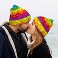 thumbnail image 5 of Disketp Bright Rainbow Winter Beanie for Men Women Beanie Knit Hat Cuffed Cap Beanie Knit Chunky Snow Cap, 5 of 6