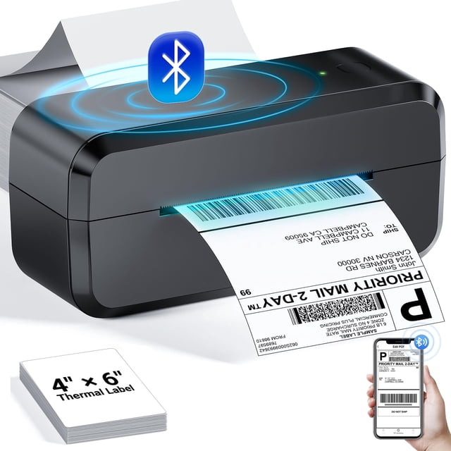 Bluetooth Thermal Shipping Label Printer, Wireless 4x6 Label Printer for Shipping Packages & Small Business, Compatible with Android, iOS, Windows an