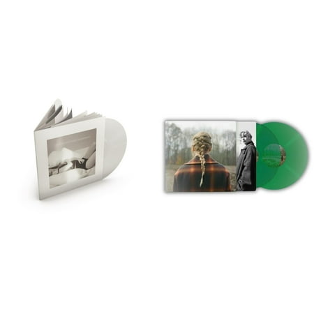 Tortured Poets Department (X) (Ghosted White Vinyl/2LP/Manuscript- Bonus Track) & Taylor Swift - Evermore (Translucent Green Vinyl/2LP)