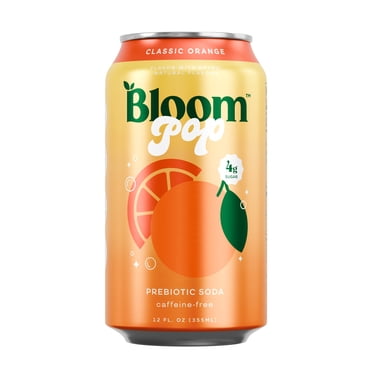 Bloom Nutrition Pop Prebiotic Soda, Orange, 12 fl oz Can