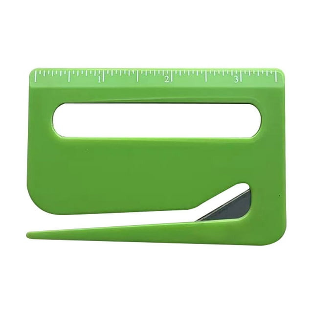 AHMT Envelope Opener, New Letter Opener Envelope Slitter, Letter Opener with Concealed Blade, Package Opener Tool with Scale, Magnifying Glass, Envelope Opener for Office(Green)