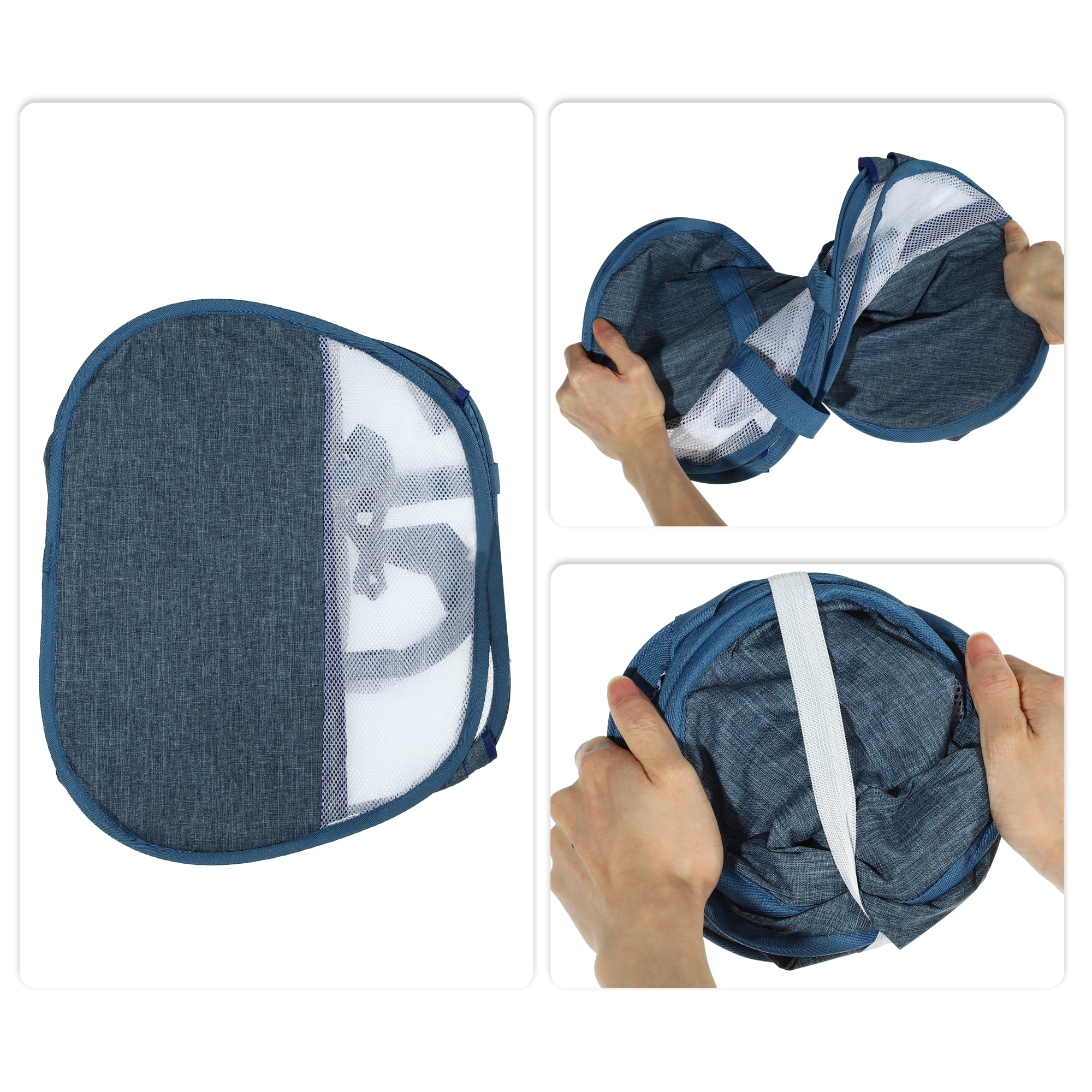 Unique Bargains Folding Breathable Hamper Basket for Bathroom 1 Pc Blue