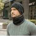 thumbnail image 2 of 2 Pieces Winter Warm Hat Scarf Set Knit Thick Beanie Scarves Knitted Cap for Men, 2 of 6