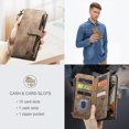 thumbnail image 3 of for Samsung Galaxy S22 Case Wallet for Women and Men, Samsung Galaxy S22 Case, PU Leather Magnetic Flip Strap Wristlet Zipper Card Holder Wallet Business Phone Cover for S22, Brown, 3 of 10