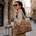 thumbnail image 2 of ZUXONGSY Fox Sunflower Print Top Handle Tote Bag for Women Large Capacity Top Handle Bag Casual Satchel Handbags with Zipper for Shopping Work, 2 of 6