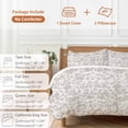 thumbnail image 6 of 3 Piece Farmhouse Flower Duvet Cover Set Queen Size, Microfiber Comforter/Quilt Cover with Corner Ties and 2 Pillowcases, Botanical Vintage Grey Leaf Plant All Season Soft Bedding with Zipper Closure, 6 of 8