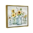 thumbnail image 2 of Stupell Industries Varied Country Flower Blooms Rustic Planked Pattern Graphic Art Metallic Gold Floating Framed Canvas Print Wall Art, Design by Carol Robinson, 2 of 5