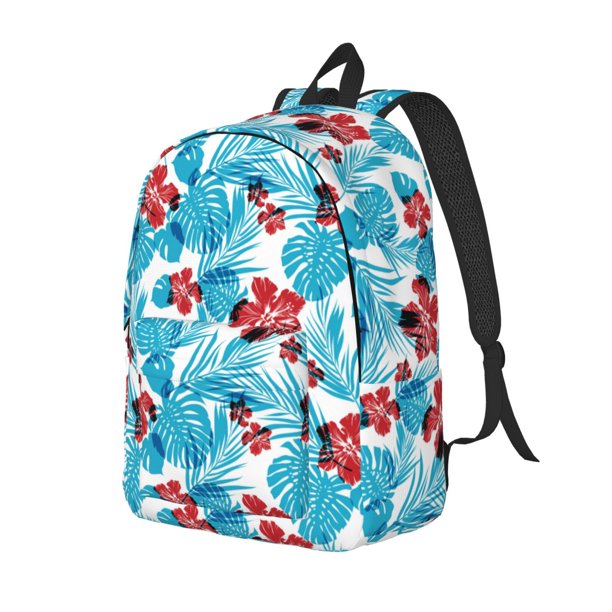 Disketp Hawaiian Style print Canvas Backpack Lightweight Travel Daypack Student Rucksack Laptop Backpack-Medium