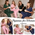 thumbnail image 4 of UVN Fall 2 Piece Pajamas for Women Short Sleeve Top and Long Pant Casual Button up Sleepwear Ladies Matching Set, 4 of 9