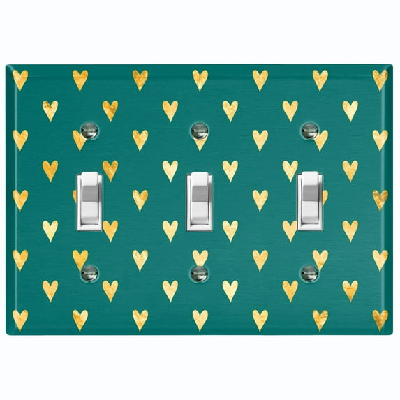 Metal Light Switch Plate Cover Elegant Yellow Heart Damask Green DAM093