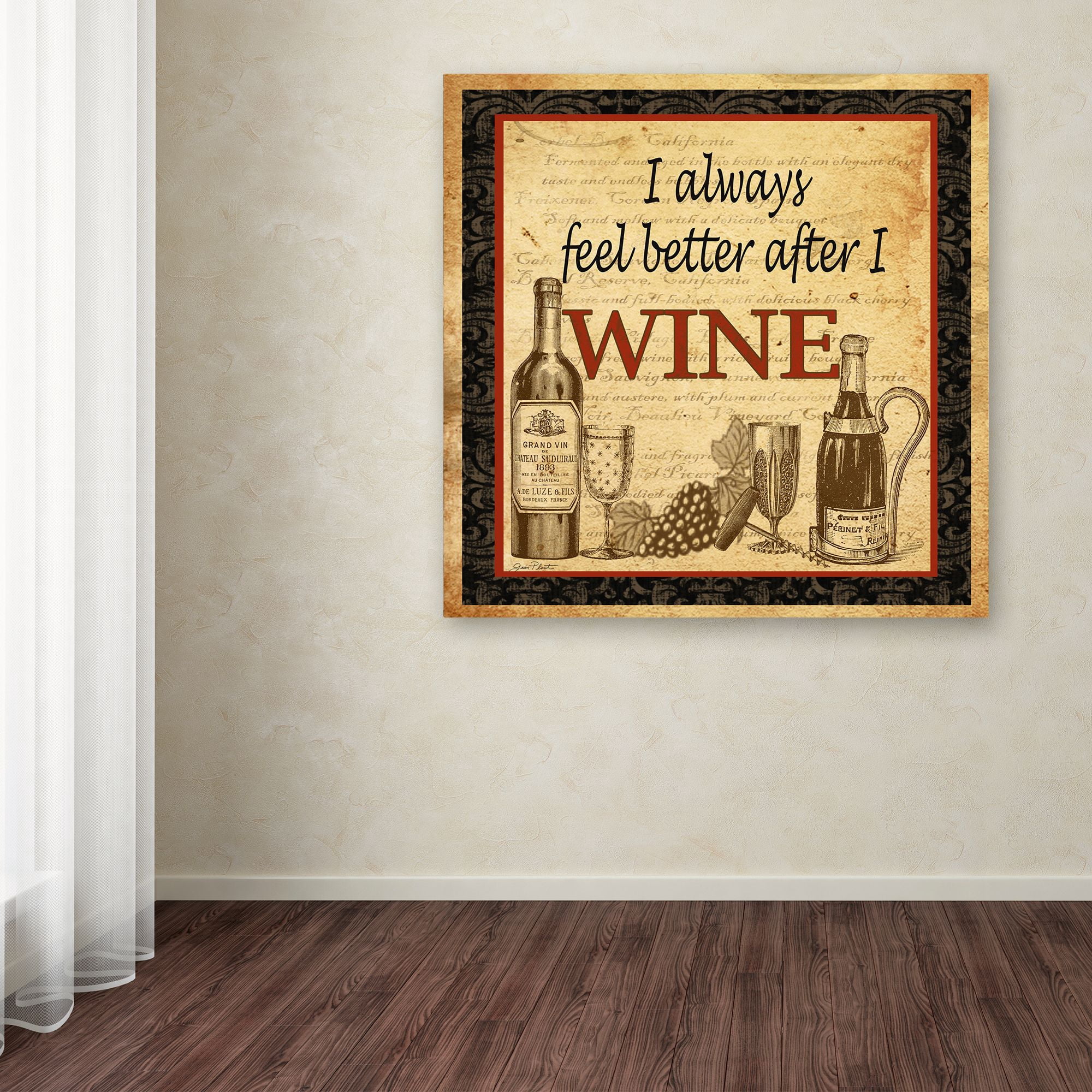 Trademark Fine Art 'Better After Wine' Canvas Art by Jean Plout