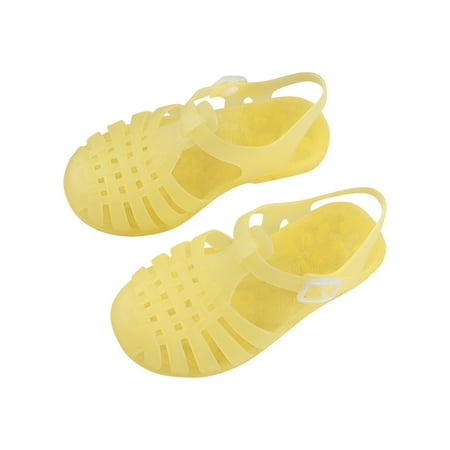 

3 Years Jelly Sandal Ballet Flat for Little Girls Toddler Shoes Baby Boys Girls Cute Candy Colors Hollow Out Non-slip Soft Sole Beach Roman Sandals Yellow