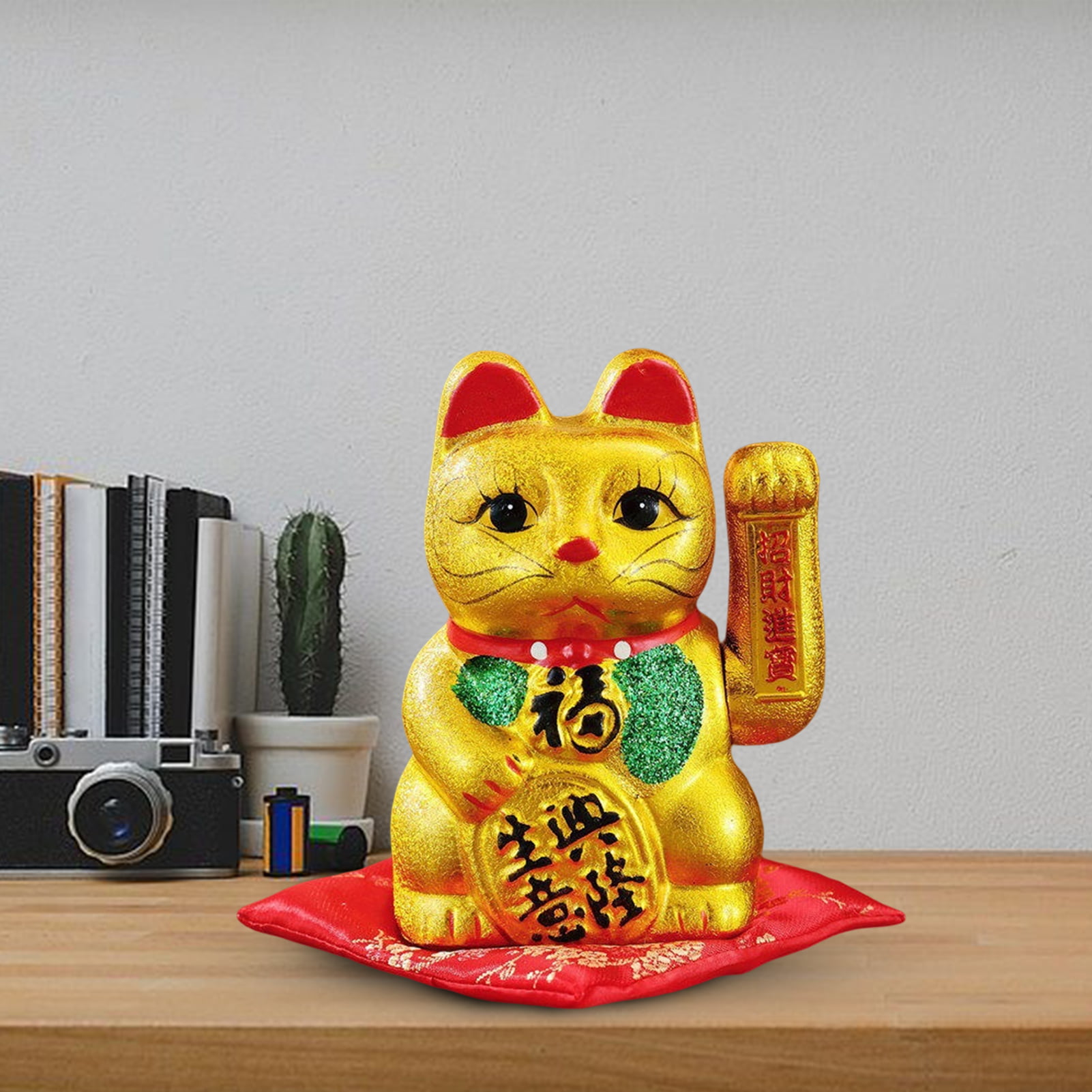 Hadanceo 7 Inches Lucky Cat Ornament with Blessing Words Shaking