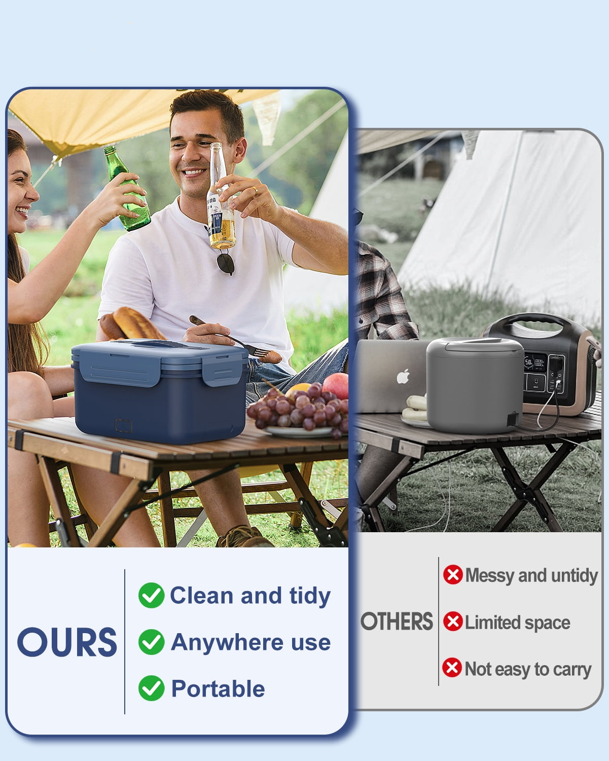 Cordless Electric Lunch Box for Adults, 1.8L Rechargeable & Portable Self-Heating Food Warmer for Car, Office, Travel, Ideal Christmas Gift