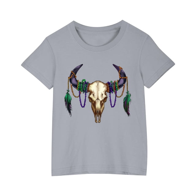 RXIRUCGD 2025 Vêtements d'Été pour Enfants T-shirt Imprimé Mode Mignon Col Rond Manches Courtes