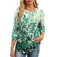thumbnail image 2 of Fantaslook Womens Plus Size Tops 3/4 Sleeve Pleated Dressy Blouses Crew Neck Casual Tunic Tops Summer Shirts, 2 of 7