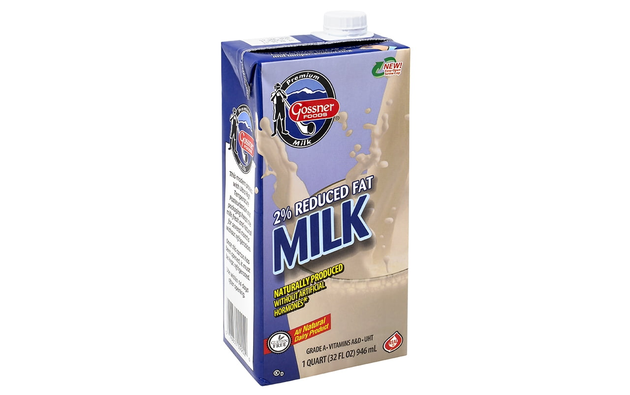 GOSSNER FOODS 2 Reduced Fat Shelf Stable Milk, 1 Quart, 12 Count