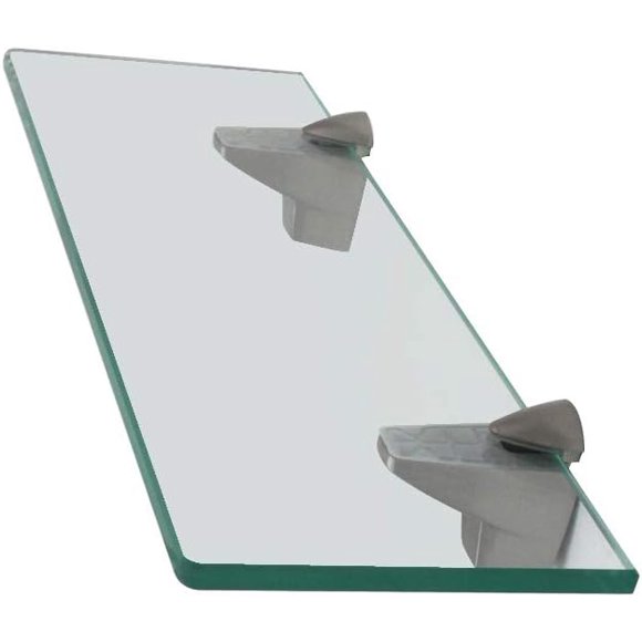XVL 14-Inch Bathroom Glass Shelf, Brushed Nickel GS3004A-GCA