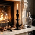 thumbnail image 6 of Linnome Halloween Themed Black Glass Candlestick, Elegant Gothic Taper Candle Holder for Table Centerpiece Decor, Spooky Party Ornament and Haunted House Holiday Decoration Gift, 6 of 6