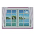 thumbnail image 1 of Ocean Cutting Board, Ocean View from the Window on Island in Sunny Summer Day Peaceful Relaxation Resting, Decorative Tempered Glass Cutting and Serving Board, Small Size, Pink Blue, by Ambesonne, 1 of 1