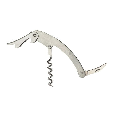 Bottle Tin - SG Global VinoNinja Waiter Style Grey Premium Stainless Steel All-in-One Corkscrew Bottle Opener And Foil Cutter