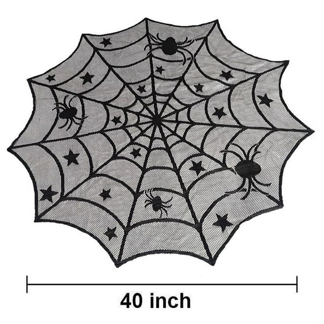 MesaSe Halloween Decoration Lace Spider Web Skeleton Skull Tablecloth Black Fireplace