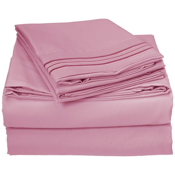 MattRest Luxury Silky-Soft 1800 Series Premium Collection - Wrinkle-Free 4-Piece Bed Sheet Set, Deep Pocket up to 16 inch, Queen Light Pink