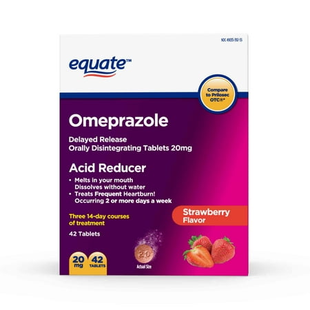 Equate Omeprazole Delayed Release Acid Reducer Orally Disintegrating Tablets, 20mg, 42