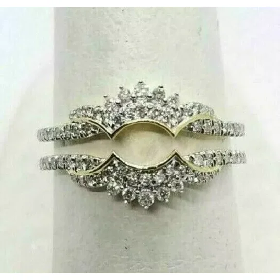 Silver Sterling 925 Ring Band Wedding Enhancer Wrap Ct 2.67 White Cut Round Moissanite