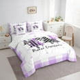 thumbnail image 3 of Manfei Checkered Christmas Tree Twin Bedding Sets for Kids Girls, Merry Xmas Bedding Comforter Set, Happy New Year Gifts Sheet Sets, Ultra Soft Purple Home Decor Reversible 7 Pieces, 3 of 8