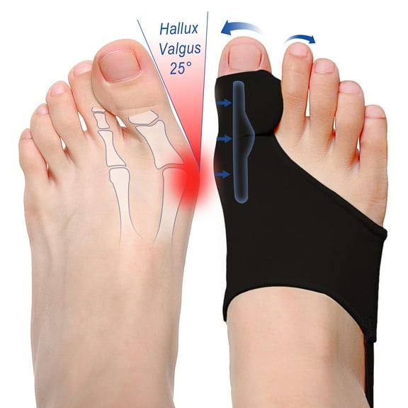 Bunion Corrector for Women/Man Big Toe Straightener Bunion Corrector, Relief splints Reduce Pain and Correct Toe Alignment, Brace Day/Night, fit for R/L,Washable(Black 2-Pack)