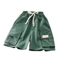 thumbnail image 4 of Sopiago Boys Lightweight Cargo Shorts Youth Drawstring Quick Dry Shorts for Boys Kids Hiking Short with Zipper Pockets (Dark Green,4-5 Years), 4 of 5