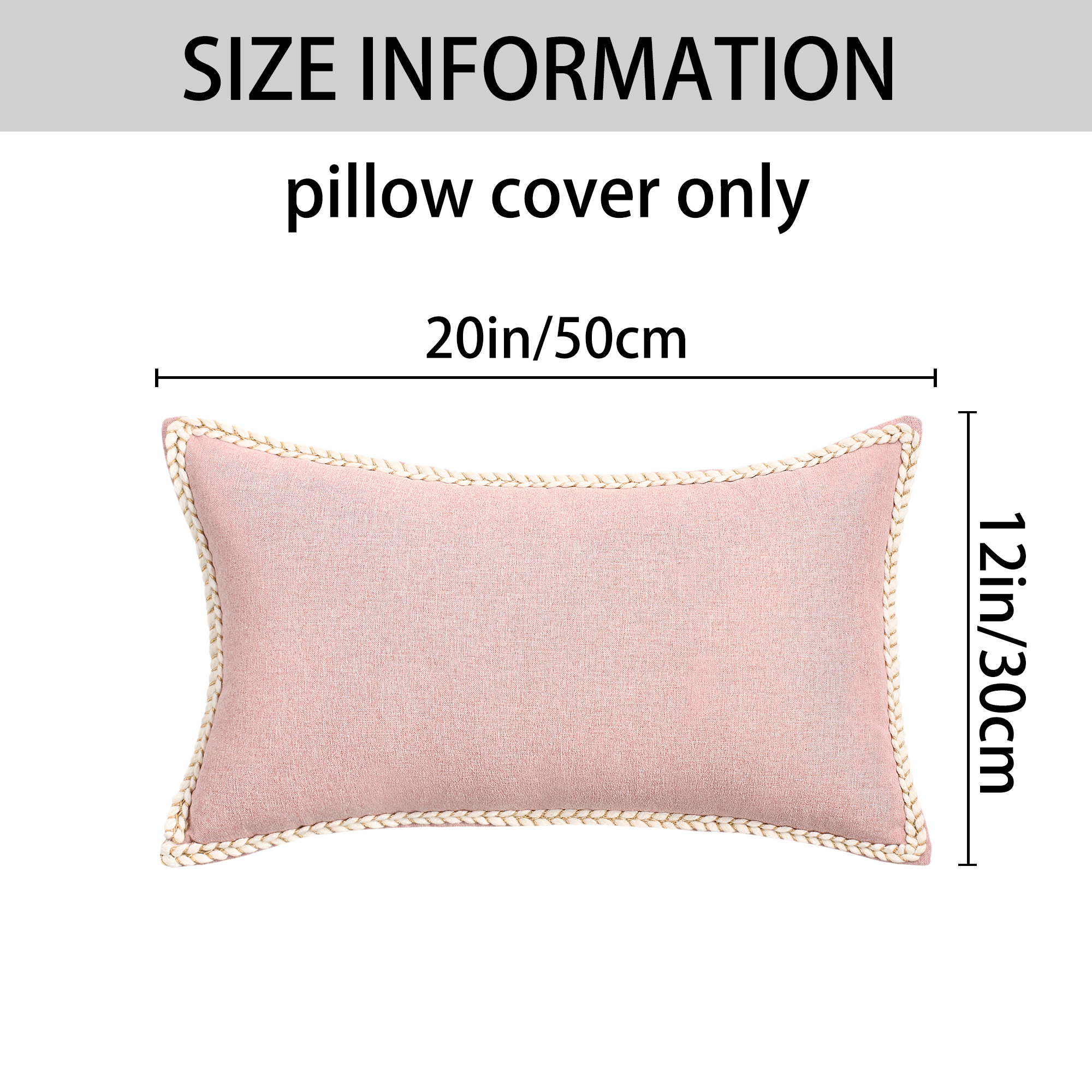 Unique Bargains Pack of 2 Soft Solid Throw Pillow Covers Cases for Couch 20" x 12" Pink