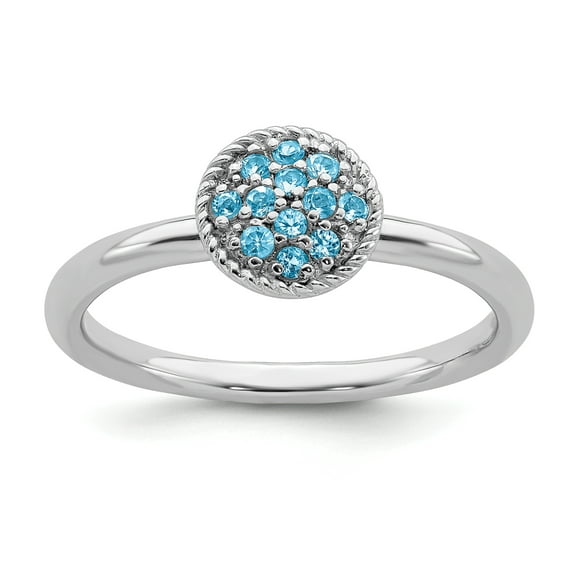 Sterling Silver Blue Topaz Rhodium Ring