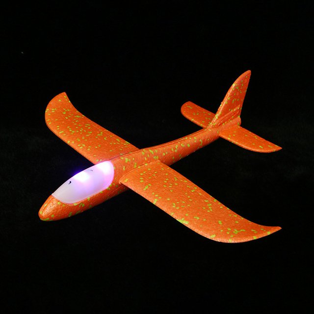 Avión de espuma para lanzar a mano luminoso con LED, planeador de acrobacias, juguete para niños, avión de espuma de gran tamaño de 48 cm