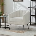 thumbnail image 5 of 3-Piece Set Modern Accent Chair with Metal Legs, Upholstered Chenille Lounge Chair, Leisure Armchair for Living Rooms, Bedrooms, Reception, Studio, Office, Ivory, 5 of 9