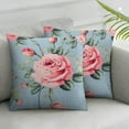 thumbnail image 2 of COMIO  Throw Pillow Covers Pink Roses Watercolor Flowers Floral Shabby Chic Blue Pillow Cases Waist Lumbar Cushion Cover Sofa Home Decorative 2Pcs, 2 of 6
