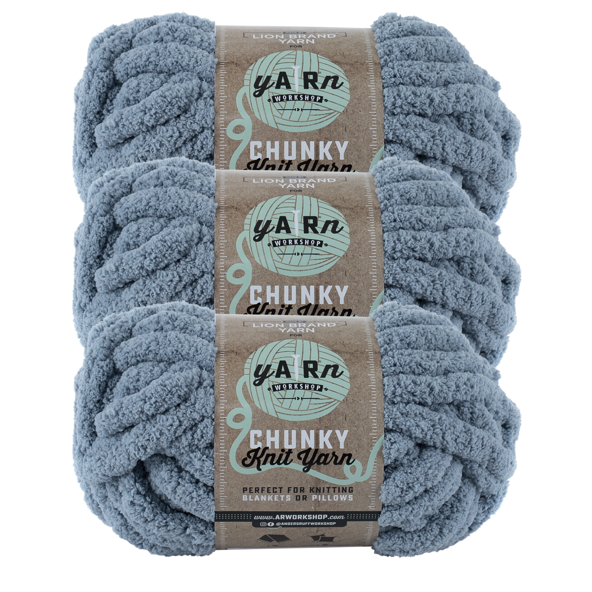 Lion Brand Yarn AR Fog Chenille Jumbo Polyester Gray Yarn 3
