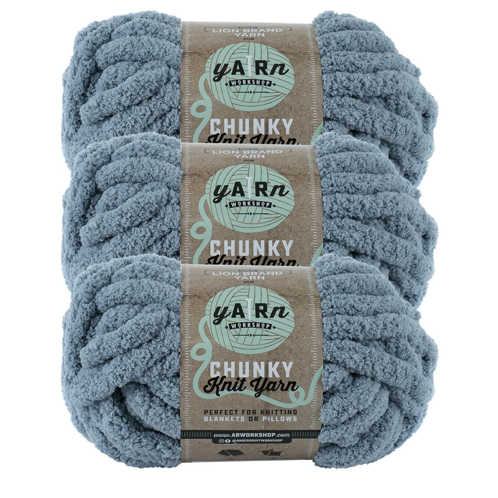 Lion Brand Yarn AR Fog Chenille Jumbo Polyester Gray Yarn 3