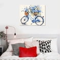 thumbnail image 4 of Lingy  Blue Bicycle Flower Painting Wall Art Watercolor Abstract Bike with Floral Bouquet Wildflowers Canvas Picture for Farmhouse Kitchen Living Room Bedroom Bathroom  20x16in, 4 of 4