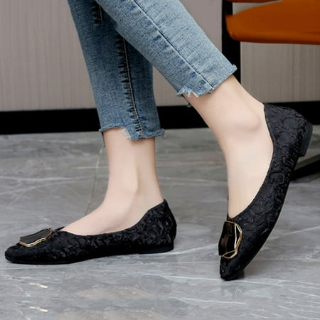 

Spring And Summer Fashion Women Casual Shoes Cloth Shallow Mouth Flat Pointed Toe Low Heel