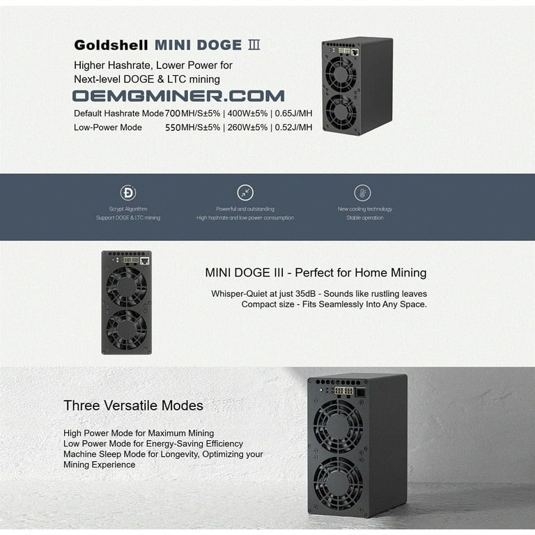 New Goldshell Mini Doge 3 Ⅲ Miner for Doge Coin & LTC Mini New Goldshell Mini Doge 3 Ⅲ Miner for Doge Coin & LTC Mini