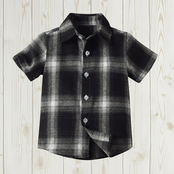 Plaid Shirts for Toddlers Boys 1-8 Years Short Sleeve Button-Down Tshirts Shirt Kids Casual Collared Comfort Going-Out Tees Tops Summer