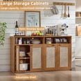 thumbnail image 3 of LEYAOYAO 55" Rattan Sideboard with Doors, Buffet Storage Cabinet with Adjustable Shelves, Modern Console Table for Kitchen, Living Room, Entryway, 3 of 8