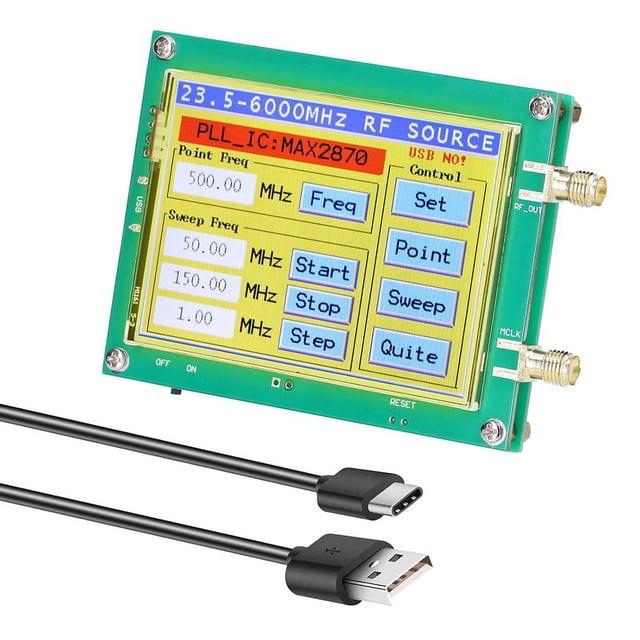 MAX2870 23.5-6000MHz Signal Generator 0.5PPM Low Noise Signal Source Touchable Screen PC Software Control PLL VCO,1 x Signal Generator 1 x USB Cable,Blue