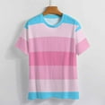 thumbnail image 3 of Trans Pride Flag Womens Tops Women's Fashion Casual Short Sleeve Flower Print Round Neck Pullover Top Blouse, 3 of 6