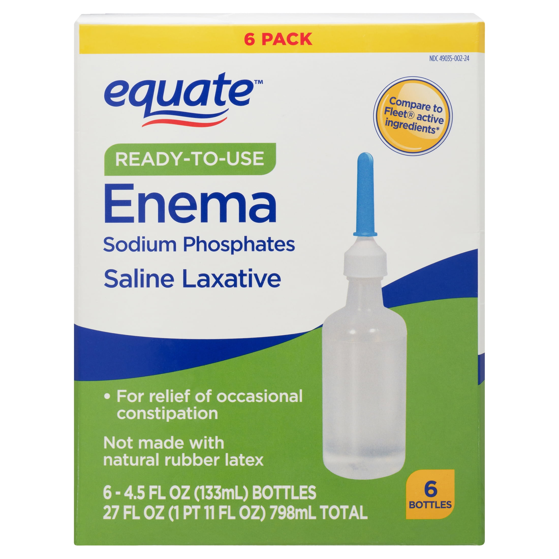 2200px x 2200px - Equate Enema Sodium Phosphates Saline Laxative, 4.5 fl. Oz., 6 Count -  Walmart.com