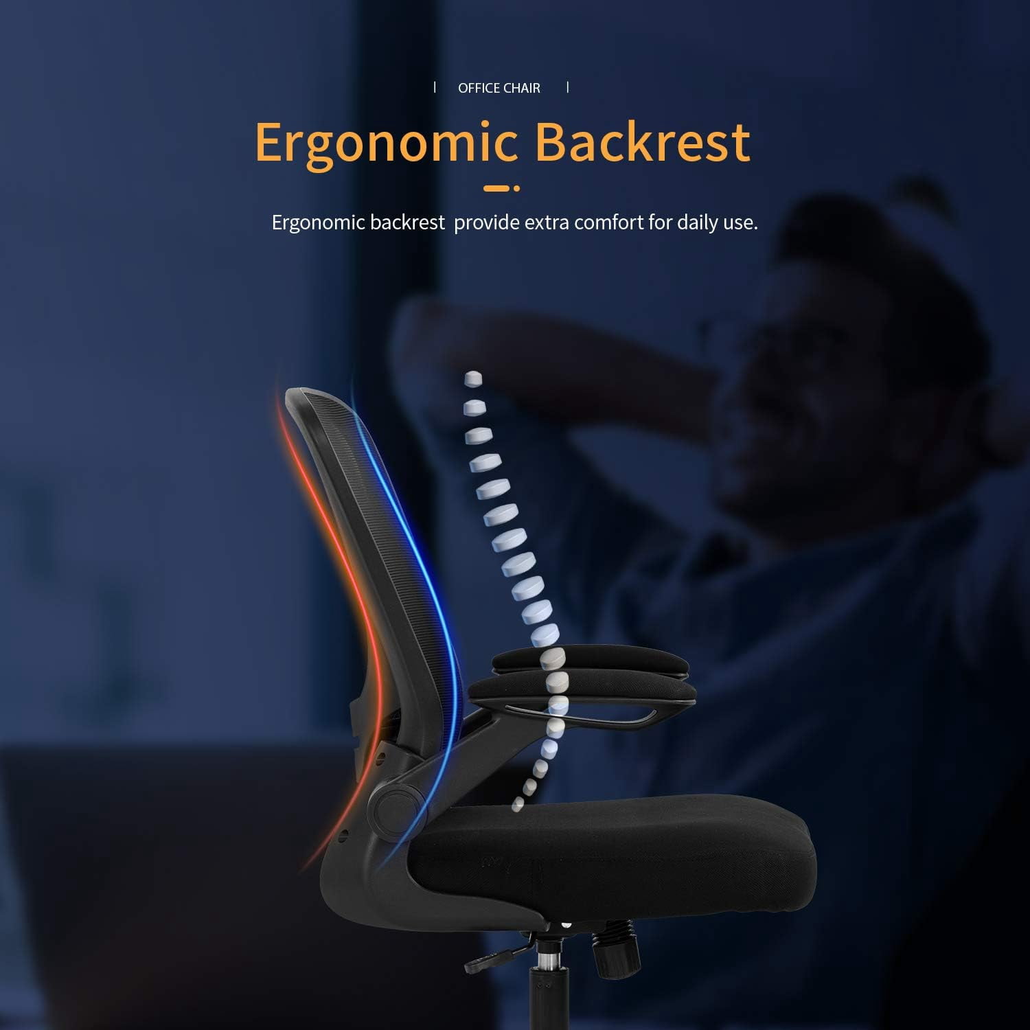 FDW Ergonomic Office Chair, Lumbar Support, Mesh Computer Chair Swivel Rolling for Adult, Black